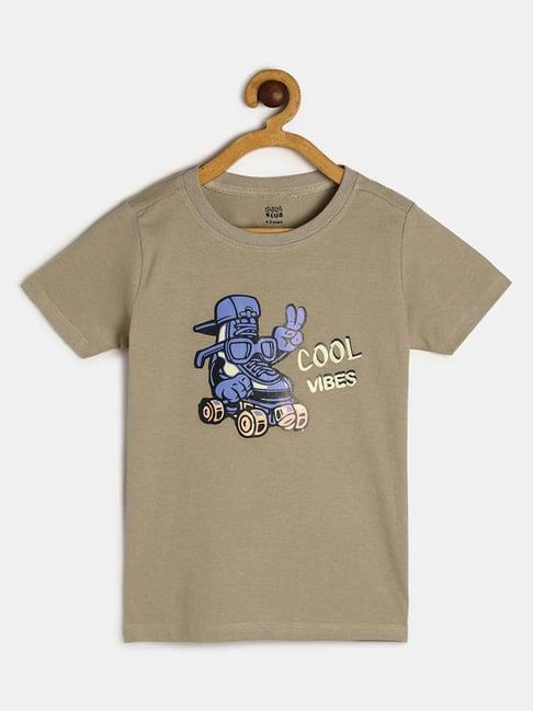 miniklub kids khaki printed t-shirt