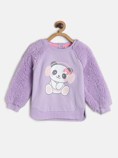 miniklub kids lilac printed full sleeves sweatshirt