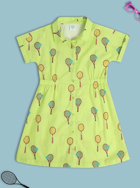 miniklub kids lime green printed shirt dress