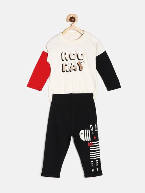 miniklub kids multicolor graphic print full sleeves bodysuit with pants