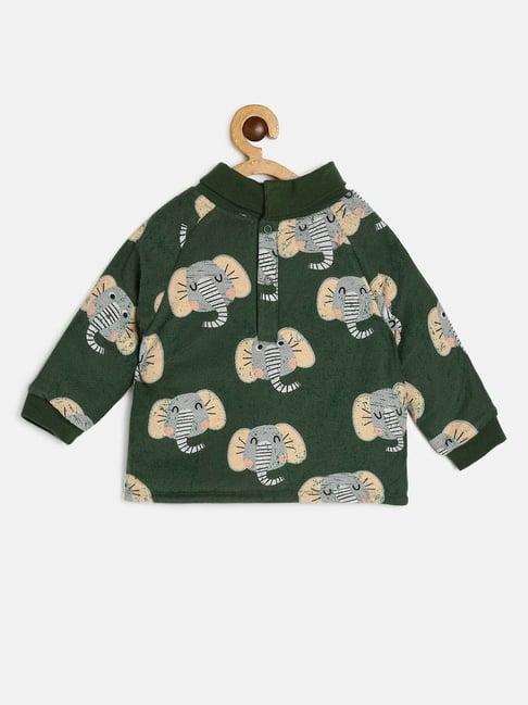 miniklub kids olive printed full sleeves sweatshirt