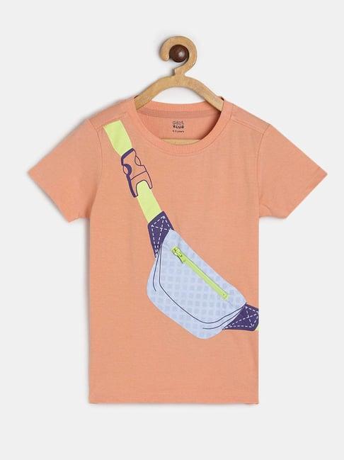 miniklub kids peach printed t-shirt