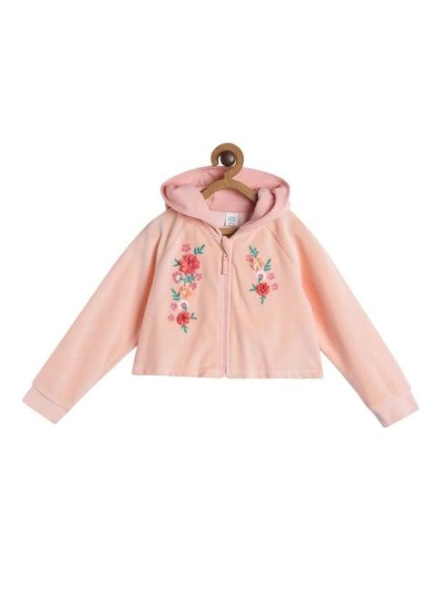 miniklub kids pink cotton applique full sleeves jacket