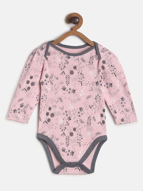 miniklub kids pink floral print full sleeves bodysuit