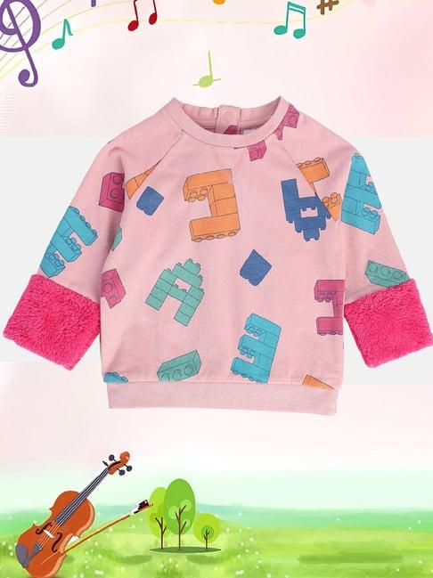 miniklub kids pink printed full sleeves sweatshirt
