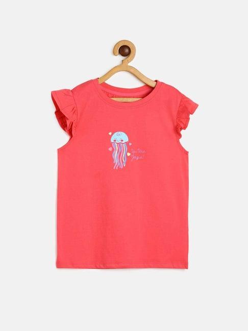 miniklub kids pink printed top