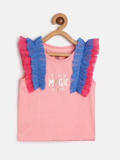 miniklub kids pink printed top