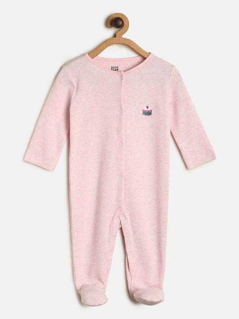 miniklub kids pink solid full sleeves sleepsuit