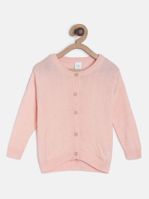 miniklub kids pink solid full sleeves sweater