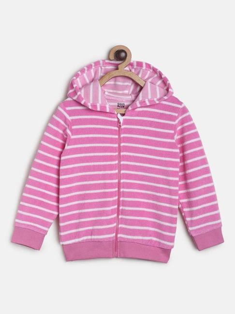 miniklub kids pink striped full sleeves jacket