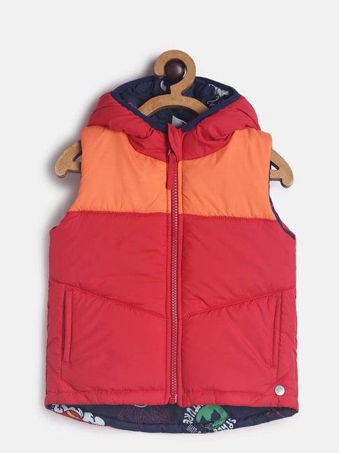miniklub kids red & coral color block jacket