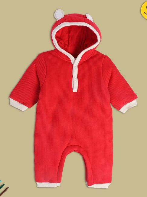 miniklub kids red solid full sleeves romper