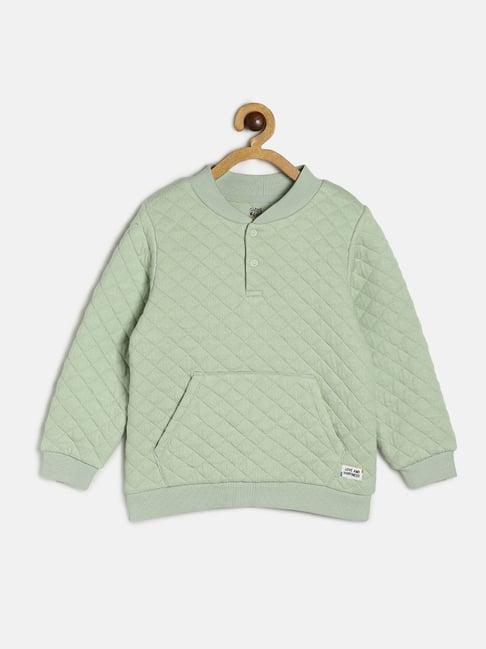 miniklub kids sage green checks full sleeves sweatshirt