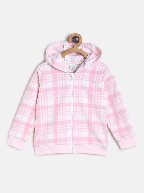 miniklub kids white & pink checks full sleeves jacket