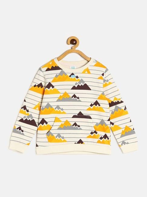 miniklub kids white printed full sleeves sweater