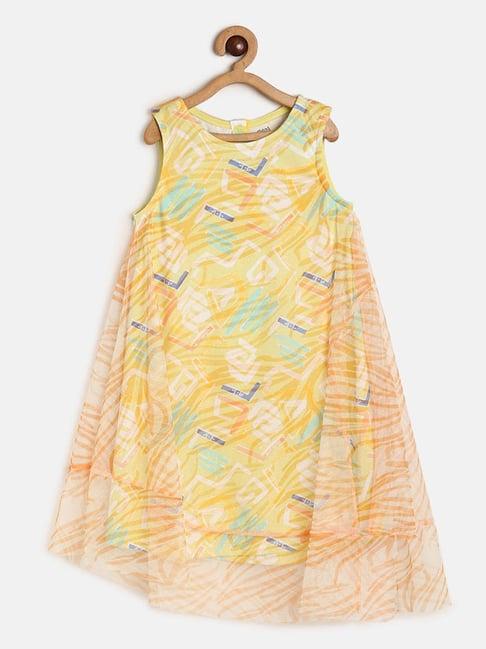 miniklub kids yellow printed dress