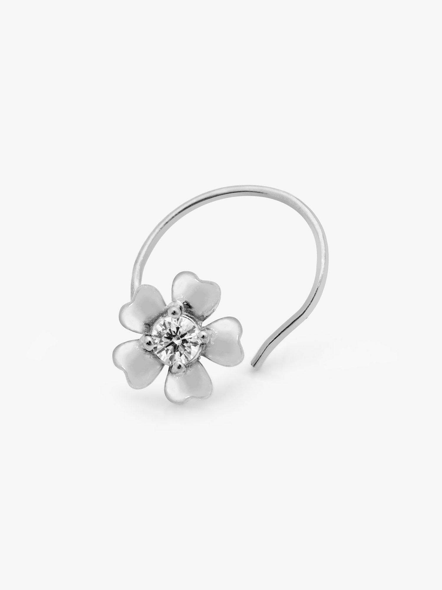 minimal floral sterling silver nose pin