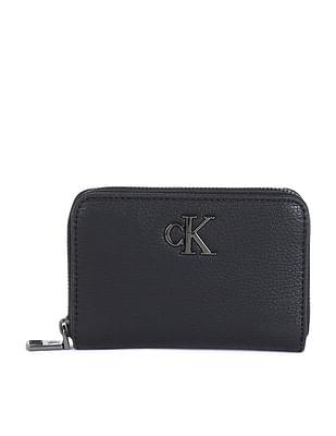 minimal monogram zip around wallet