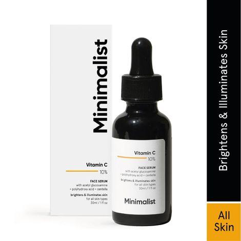 minimalist 10% vitamin c face serum for brighter glowing skin & reduced sun damage, 30 ml