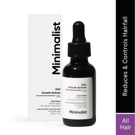 minimalist 18% hair growth actives, hair growth serum | with procapil, capixyl, redensyl, anagain & baicapil for hair fall control, 30 ml