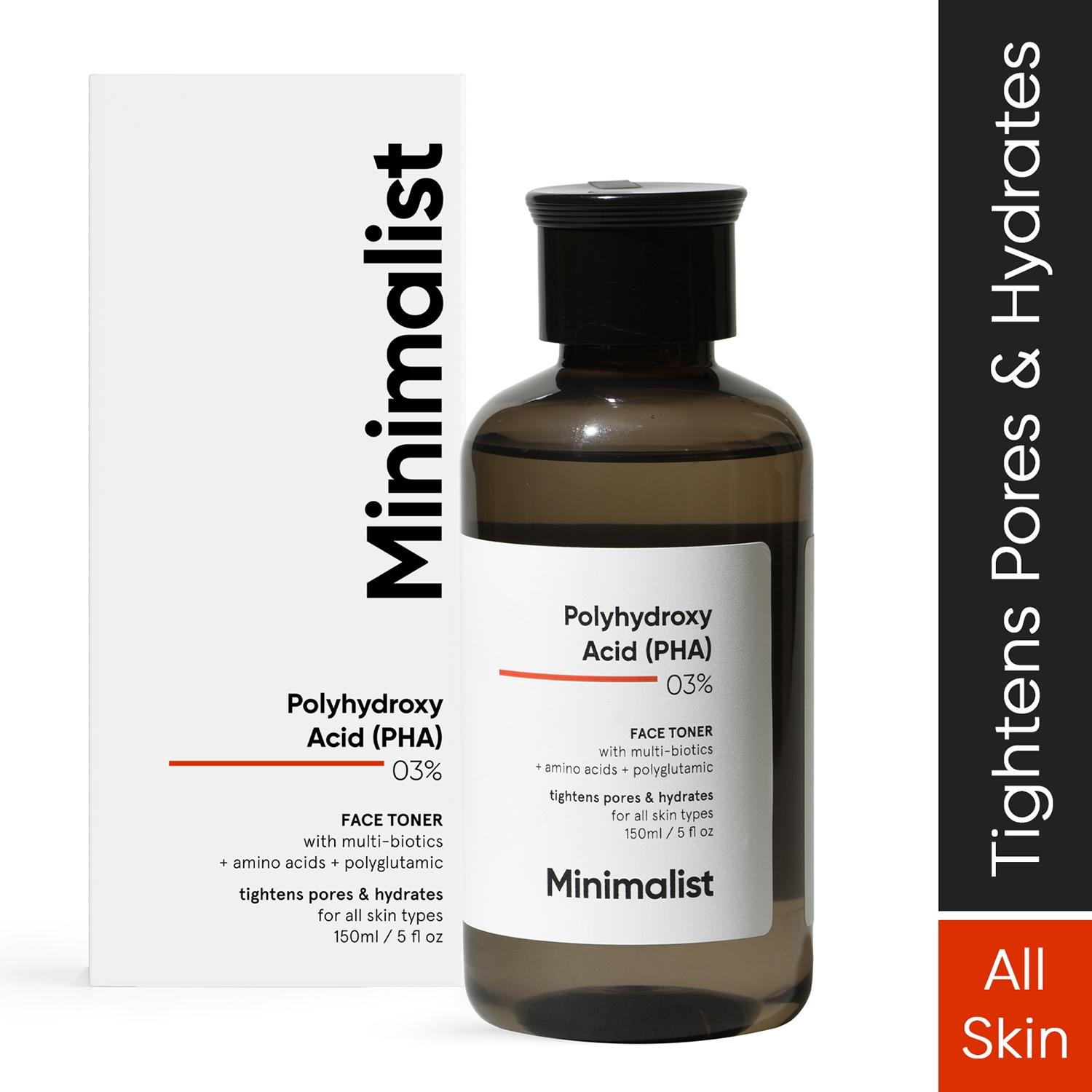 minimalist 3% pha face toner with multi biotics for minimizing pore size & hydrating skin (150ml)