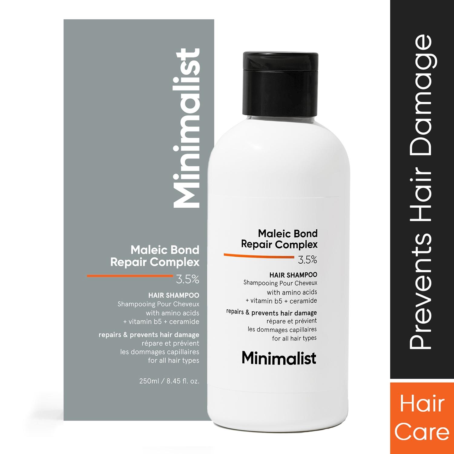 minimalist 3.5% maleic bond repair complex hair shampoo for damaged & frizzy hair (250ml)
