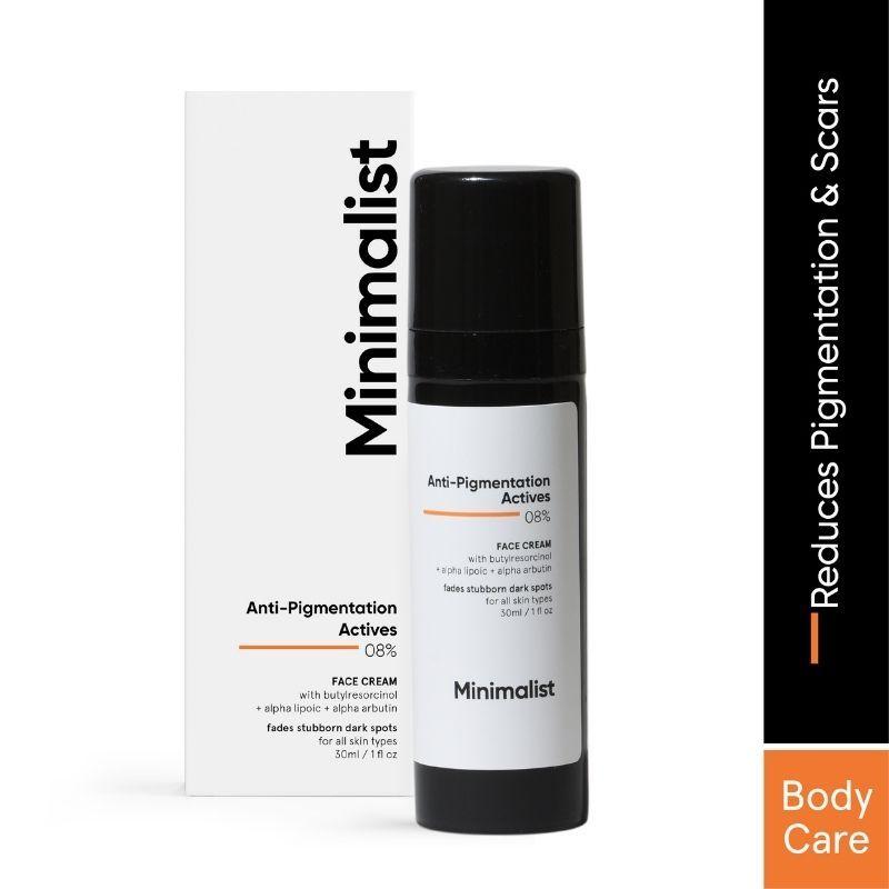 minimalist 8% anti-pigmentation actives cream for dark spots & blemishes