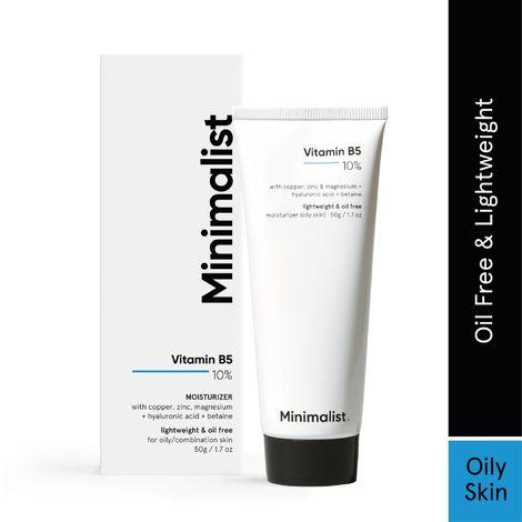 minimalist 10% vitamin b5 oil free moisturizer with zinc, copper, magnesium & ha for oily skin