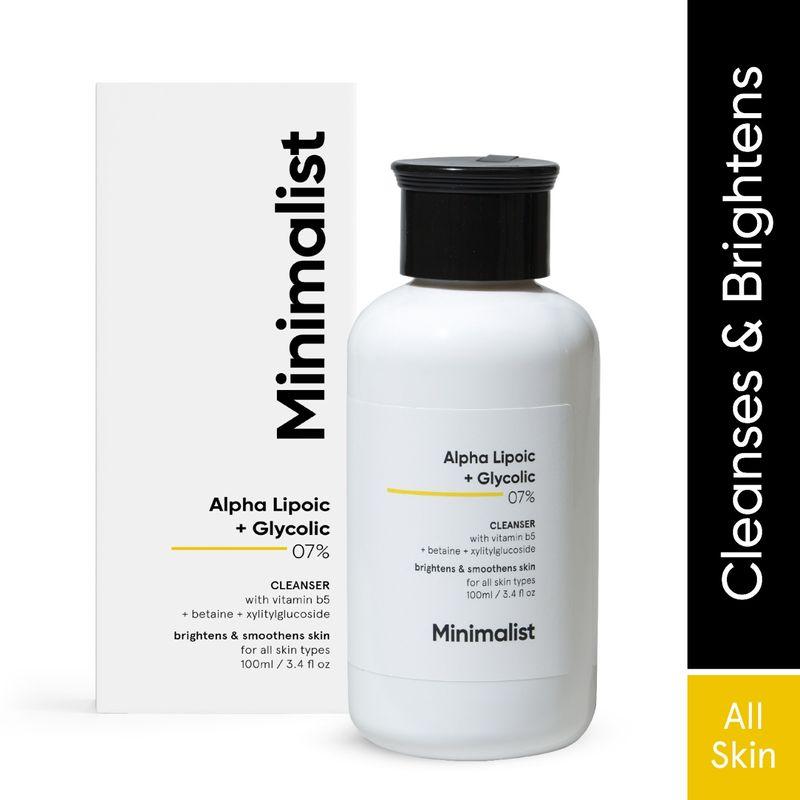 minimalist 7% ala & aha brightening face wash with vitamin b5 & glycolic acid for glowing skin