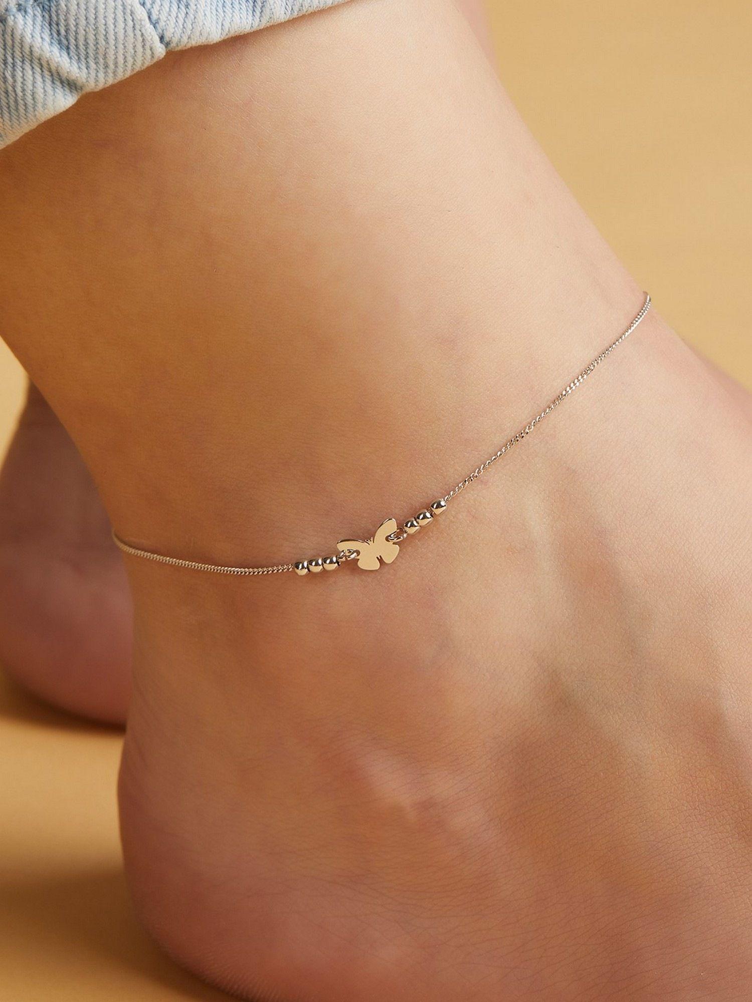 minimalistic butterfly 925 sterling silver anklet