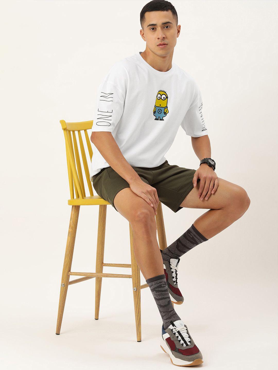 minions by kook n keech men printed drop-shoulder sleeves loose t-shirt