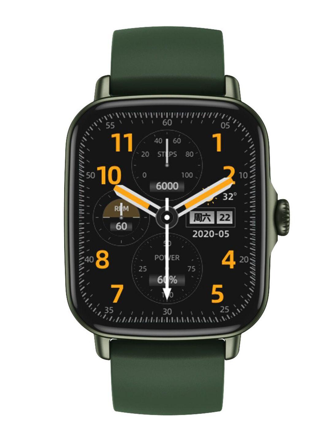 minix black & green solid crest 1.69 inch bluetooth calling & sleep monitor smart watches