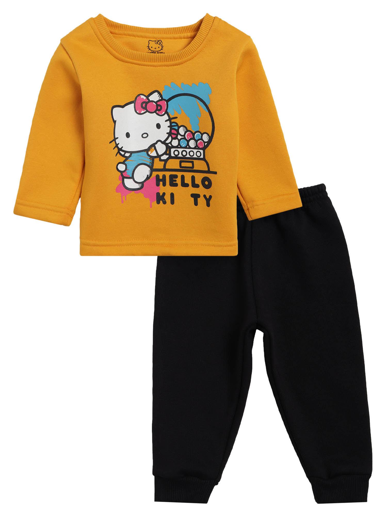 minnie & friends girls round neck full sleeves top and jogger (set of 2)