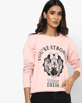 minnie mouse print crew-neck sweatshirt