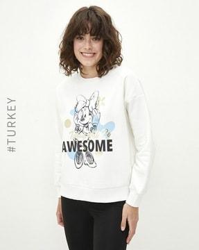 minnie mouse print crew-neck sweatshirt