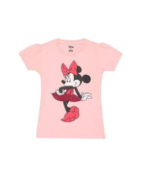 minnie mouse print round-neck t-shirt