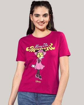 minnie mouse print round-neck t-shirt