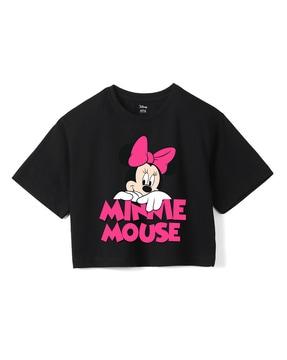 minnie mouse print round-neck t-shirt