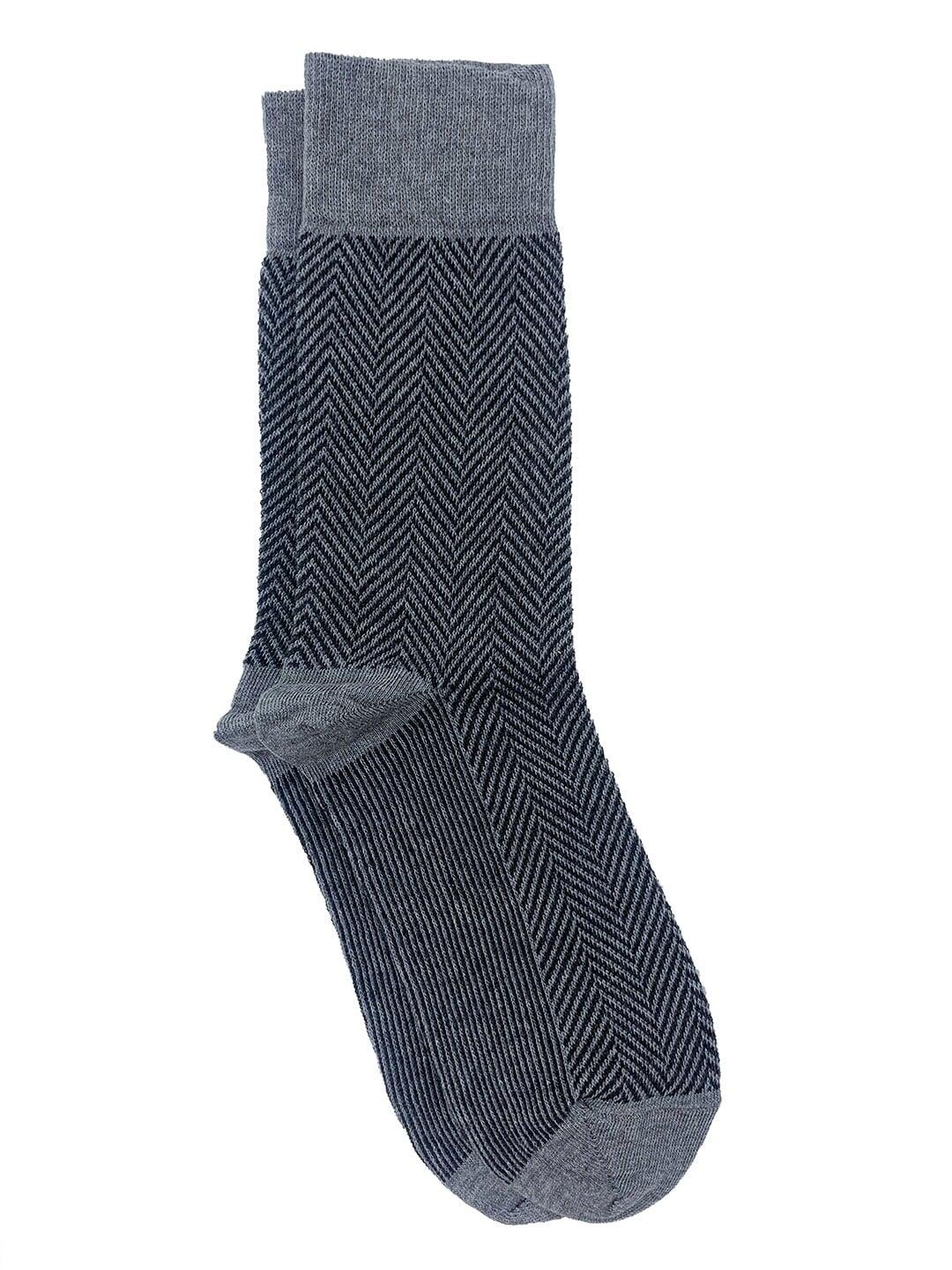 mint & oak men grey & black patterned above ankle-length socks