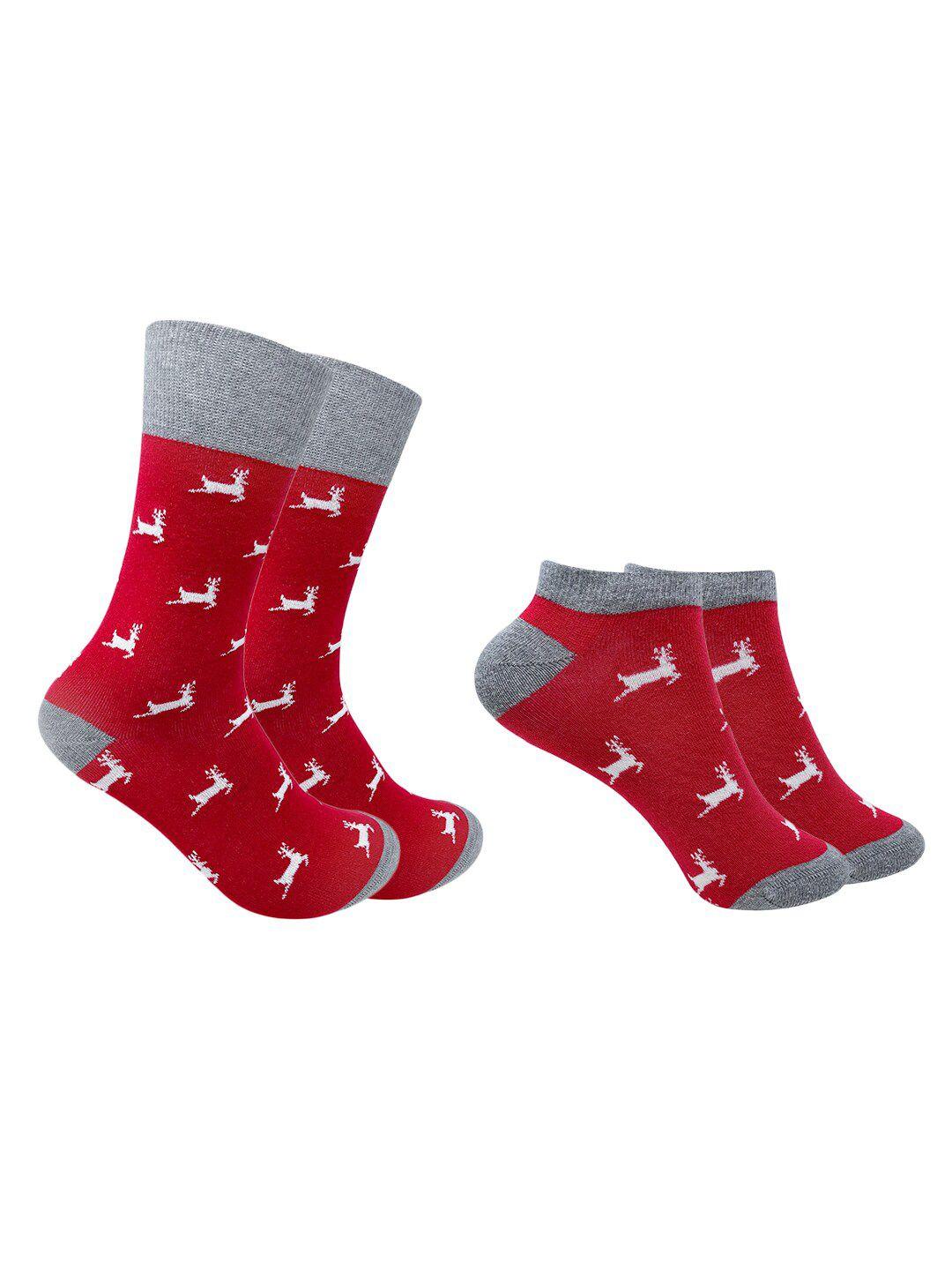 mint & oak pack of 2 red patterned socks