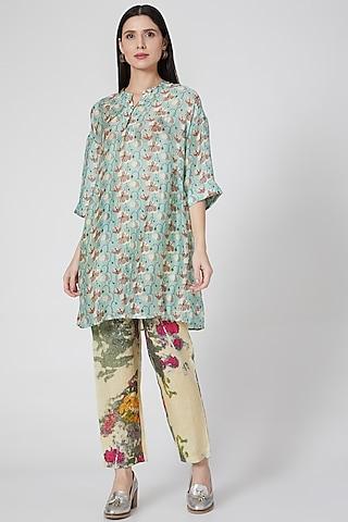 mint floral printed tunic