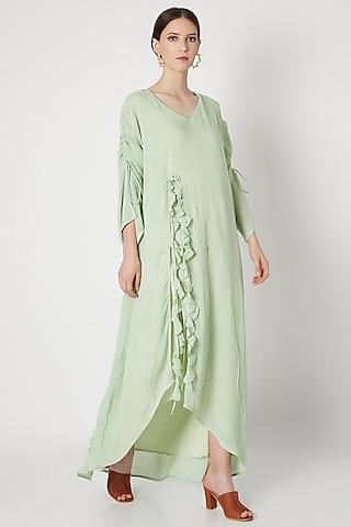 mint green ruffled dress