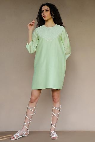 mint hand embroidered dress