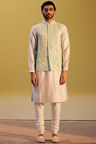 mint-silk-embroidered-bundi-jacket-with-kurta-set