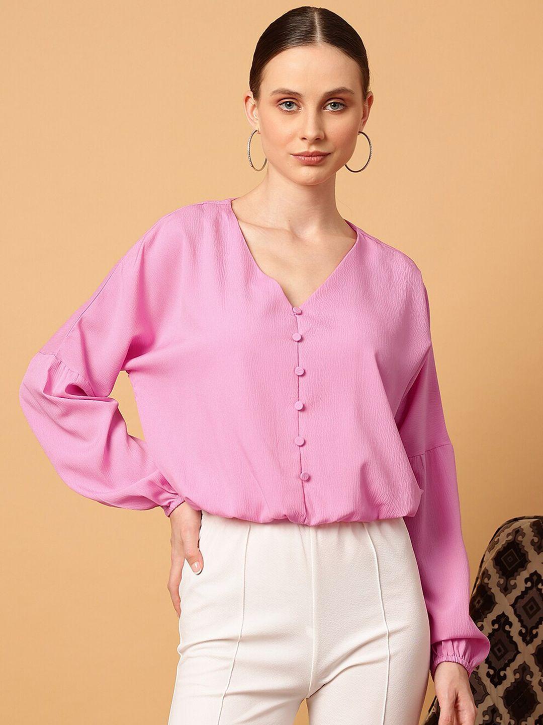 mint street v-neck extended sleeves shirt style top