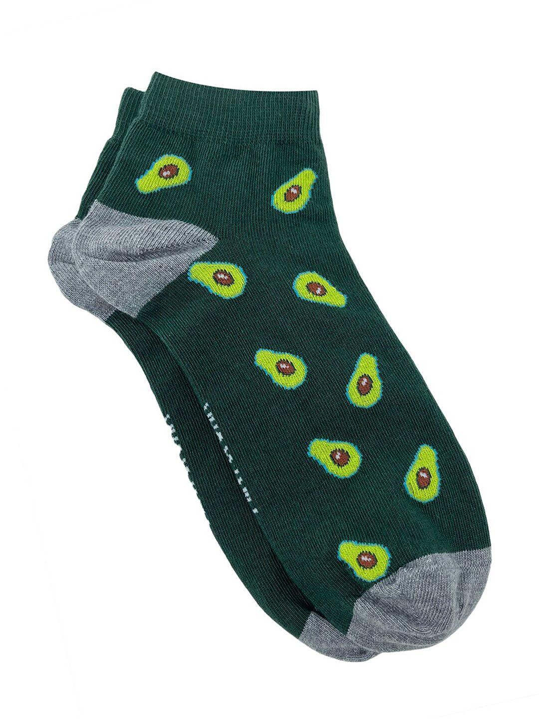 mint & oak men avocado on toes patterned ankle length socks