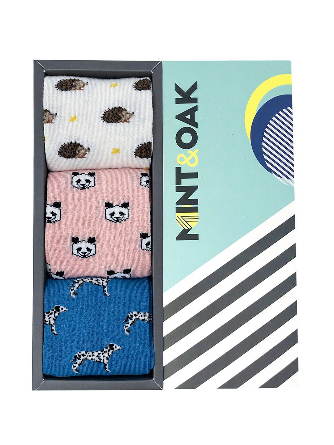 mint & oak men giftbox of 3 patterned above ankle length socks