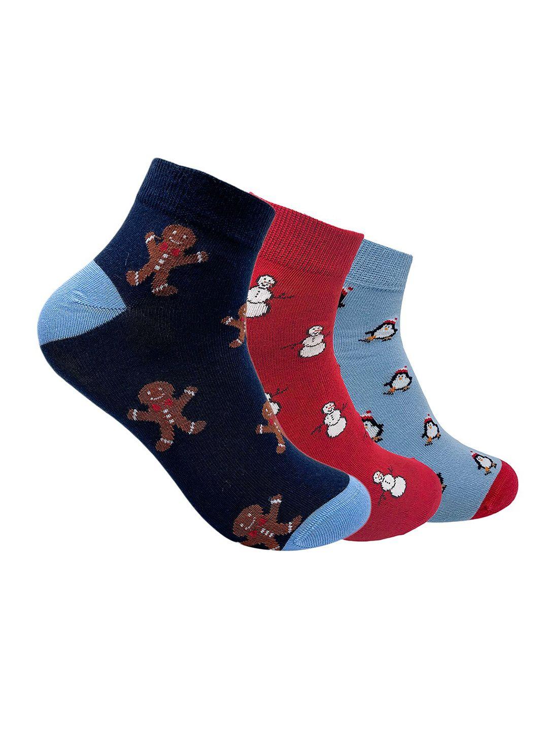 mint & oak men pack of 3 patterned ankle-length socks