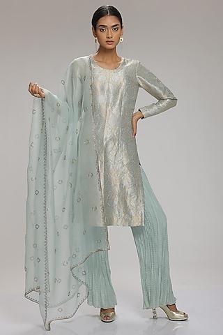 mint banarasi brocade kurta set