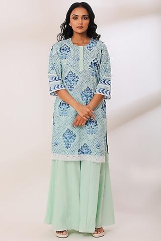 mint cotton striped gharara set